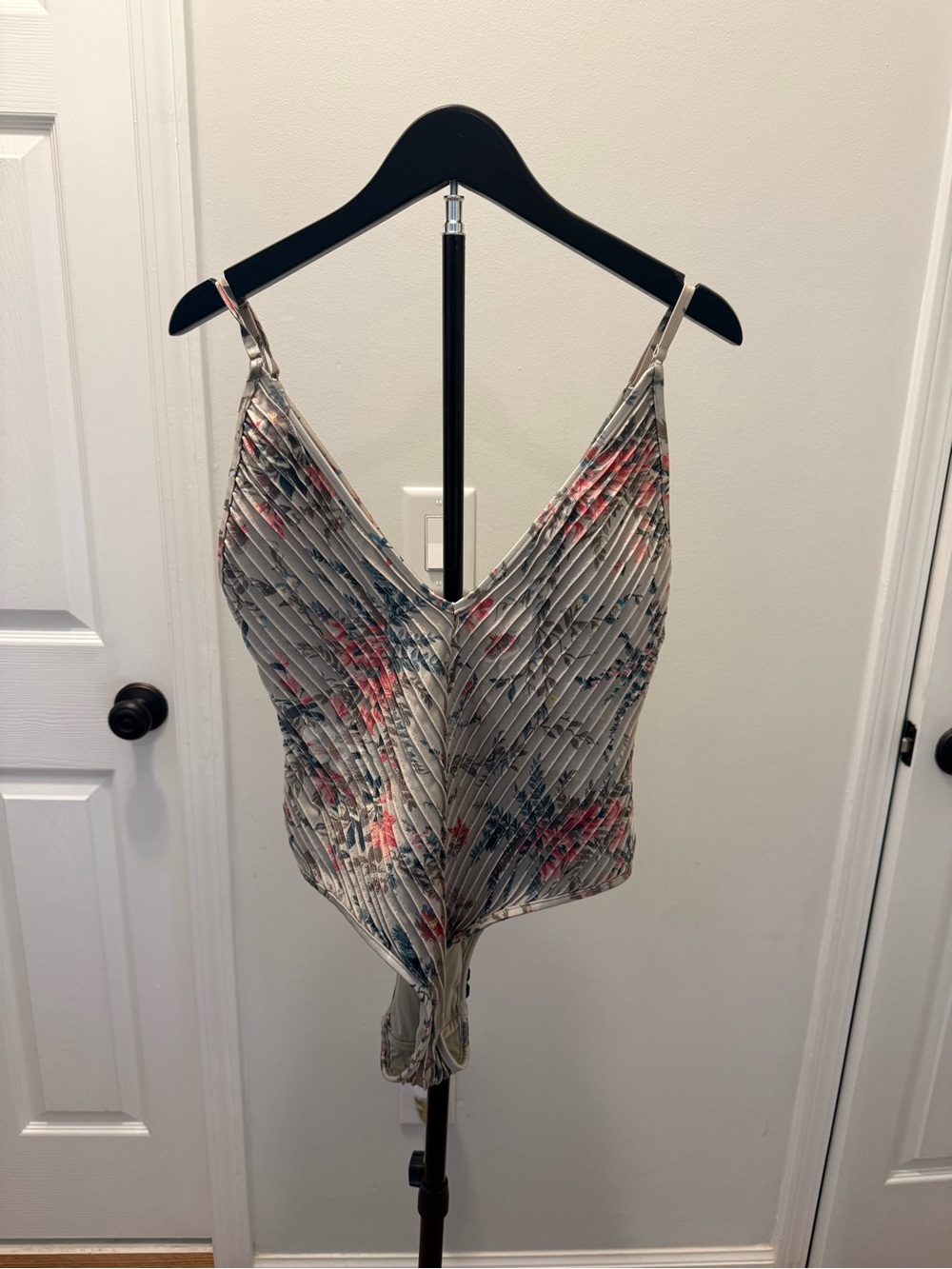 Zimmermann Bayou Pintuck One-Piece Swimsuit with Pink & Teal Floral Accents - Picture 2 of 5